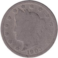 Монета 5 центов. 1903 год, США. Монета 5 центов. 1903 год, США.