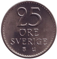 Монета 25 эре. 1971 год, Швеция. UNC. Монета 25 эре. 1971 год, Швеция. UNC.