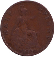 Монета 1/2 пенни. 1932 год, Великобритания. Монета 1/2 пенни. 1932 год, Великобритания.