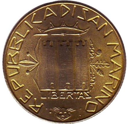 Монета 200 лир. 1985 год, Сан-Марино. Борьба с наркотиками.