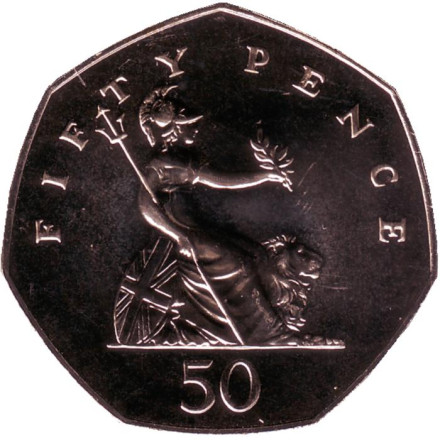 Монета 50 пенсов. 1989 год, Великобритания. BU.