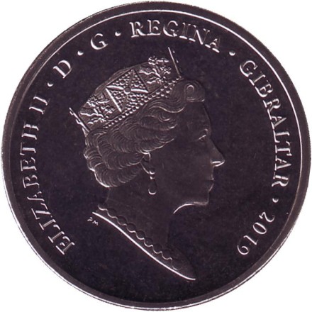 Монета 10 пенсов. 2019 год, Гибралтар. Настольный теннис. Островные игры. Монета 10 пенсов. 2019 год, Гибралтар. Настольный теннис. Островные игры.