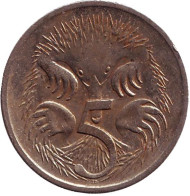 Монета 5 центов. 1999 год, Австралия. Ехидна. Монета 5 центов. 1999 год, Австралия. Ехидна.