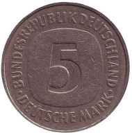 Монета 5 марок. 1977 год (J), ФРГ. Монета 5 марок. 1977 год (J), ФРГ.