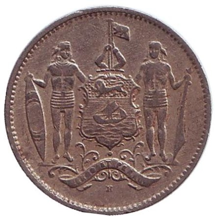 Монета 1 цент. 1904 год, Северное Борнео. (Британский протекторат). Монета 1 цент. 1904 год, Северное Борнео. (Британский протекторат).