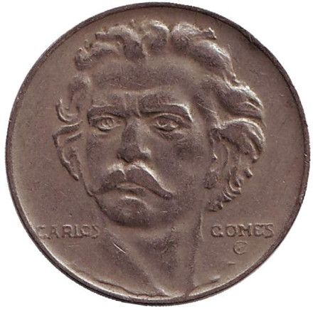 Монета 300 рейсов. 1938 год, Бразилия. Антонио Карлос Гомес. Лира.