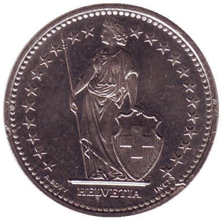 Монета 1/2 франка. 1992 год, Швейцария. Монета 1/2 франка. 1992 год, Швейцария.