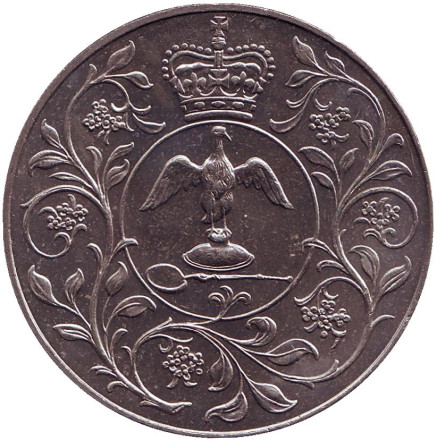 Монета 25 пенсов. 1977 год, Великобритания. 25 летний юбилей правления Елизаветы II. Монета 25 пенсов. 1977 год, Великобритания. 25 летний юбилей правления Елизаветы II.