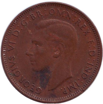 Монета 1/2 пенни. 1940 год, Австралия. Кенгуру. Монета 1/2 пенни. 1940 год, Австралия. Кенгуру.