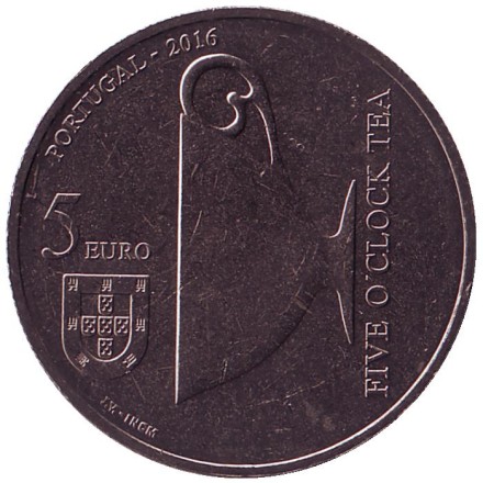 Монета 5 евро. 2016 год, Португалия. Екатерина Брагансская. Монета 5 евро. 2016 год, Португалия. Екатерина Брагансская.