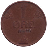 Монета 1 эре. 1929 год, Норвегия. Монета 1 эре. 1929 год, Норвегия.