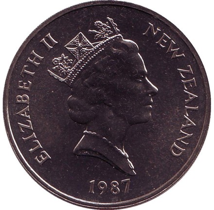 Монета 1 доллар. 1987 год, Новая Зеландия. 100 лет Национальному парку.