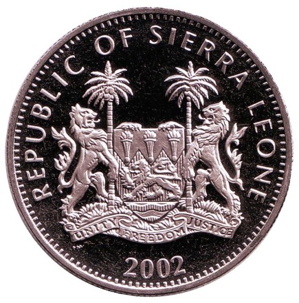 Монета 1 доллар. 2002 год, Сьерра-Леоне. Титаник. Монета 1 доллар. 2002 год, Сьерра-Леоне. Титаник.