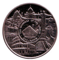 Монета 1 крона. 2008 год, Остров Мэн. Чудеса света. Монета 1 крона. 2008 год, Остров Мэн. Чудеса света.