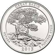 Монета 25 центов (P). 2013 год, США. Национальный парк Грейт-Бейсин. Парк № 18. Монета 25 центов (P). 2013 год, США. Национальный парк Грейт-Бейсин. Парк № 18.