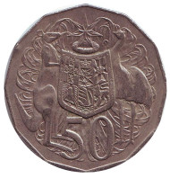 Монета 50 центов. 1975 год, Австралия. Монета 50 центов. 1975 год, Австралия.