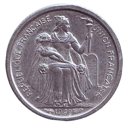 Монета 50 сантимов. 1949 год, Новая Каледония.