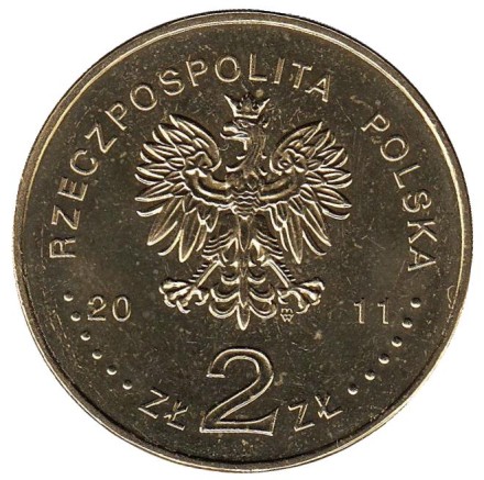 Монета 2 злотых, 2011 год, Польша. Футбольный клуб - Полония (Варшава).