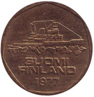 Монета 5 марок. 1977 год, Финляндия. Ледокол Варма. Монета 5 марок. 1977 год, Финляндия. Ледокол Варма.
