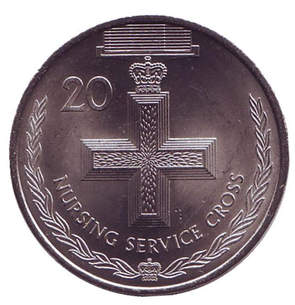 Монета 20 центов. 2017 год, Австралия. Крест патронажной службы. Легенды АНЗАК.