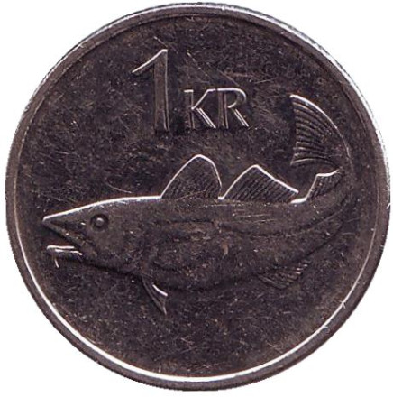 Монета 1 крона. 2011 год, Исландия. Треска.