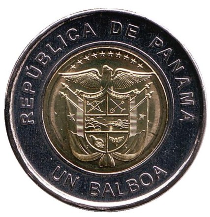 Монета 1 бальбоа. 2019 год, Панама. Церковь Святого Франциска Ассизского.