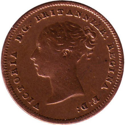 Монета 1/2 фартинга. 1843 год, Великобритания.