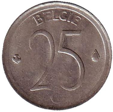Монета 25 сантимов. 1966 год, Бельгия. (Belgie)