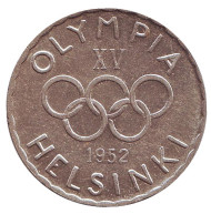 Монета 500 марок. 1952 год, Финляндия. XV летние Олимпийские игры в Хельсинки. Монета 500 марок. 1952 год, Финляндия. XV летние Олимпийские игры в Хельсинки.