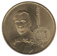 100-летие со дня рождения Яна Карского. Монета 2 злотых, 2014 год, Польша.