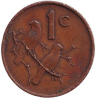 Монета 1 цент. 1967 год, ЮАР. (Suid Afrika) Воробьи. Монета 1 цент. 1967 год, ЮАР. (Suid Afrika) Воробьи.