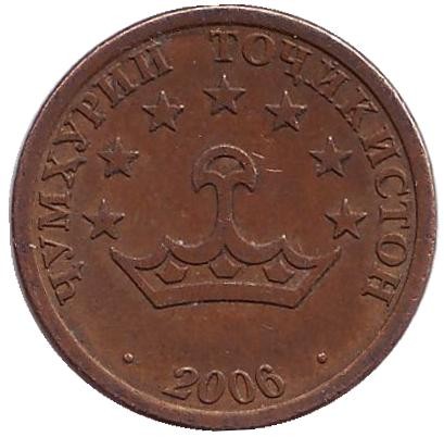 Монета 20 дирамов. 2006 год, Таджикистан. (СПМД). Из обращения. Монета 20 дирамов. 2006 год, Таджикистан. (СПМД). Из обращения.