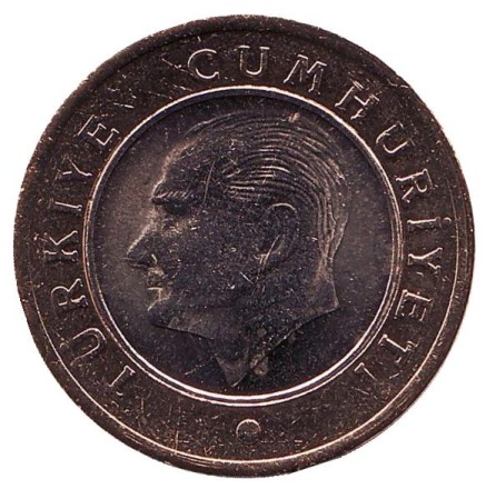 Монета 1 лира. 2018 год, Турция. UNC. Монета 1 лира. 2018 год, Турция. UNC.