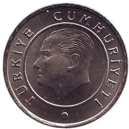 Монета 25 курушей. 2015 год, Турция. UNC.