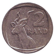 Монета 2 ранда. 1998 год, ЮАР. Антилопа. Монета 2 ранда. 1998 год, ЮАР. Антилопа.