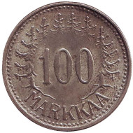Монета 100 марок, 1957 год, Финляндия.