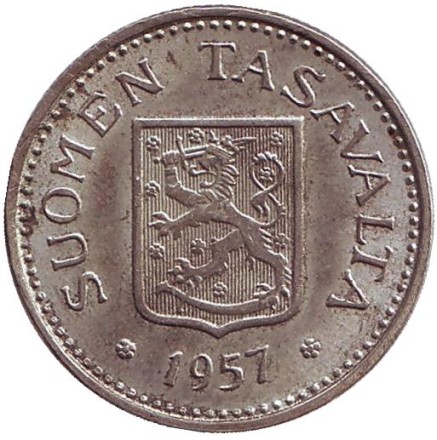 Монета 100 марок, 1957 год, Финляндия.