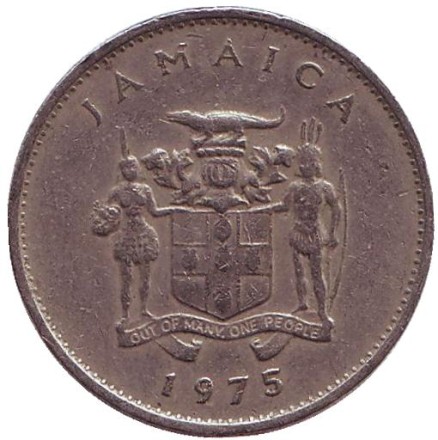 Монета 10 центов. 1975 год, Ямайка.