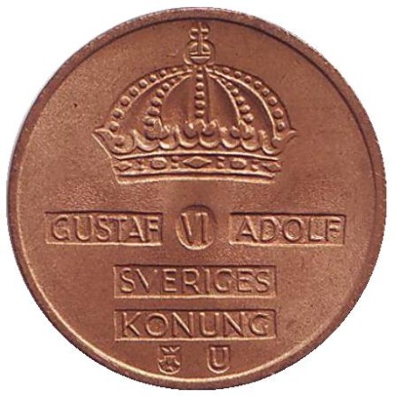 Монета 1 эре. 1971 год, Швеция. (U). UNC.