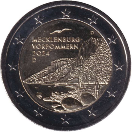 Монета 2 евро. 2024 год (D), Германия. Холм Кёнигсштуль. Мекленбург-Передняя Померания.
