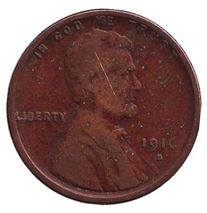 Монета 1 цент. 1916 год (S), США. Линкольн.