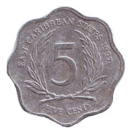 Монета 5 центов. 1997 год, Восточно-Карибские государства.
