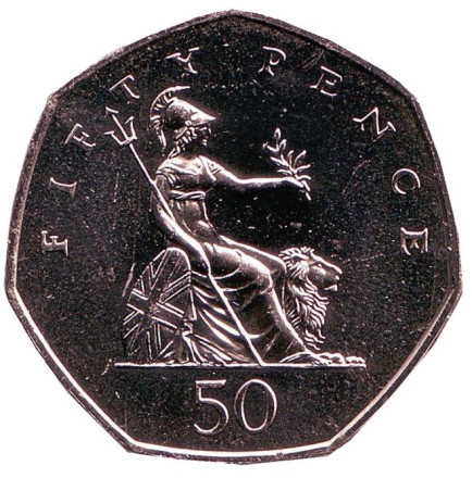 Монета 50 пенсов. 1991 год, Великобритания. BU.