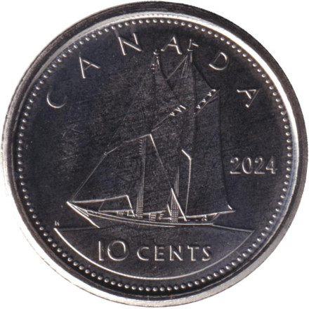 Монета 10 центов 2024 год Канада. Карл III.