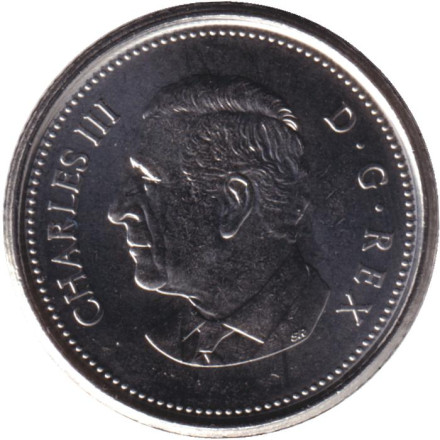 Монета 10 центов 2024 год Канада. Карл III.