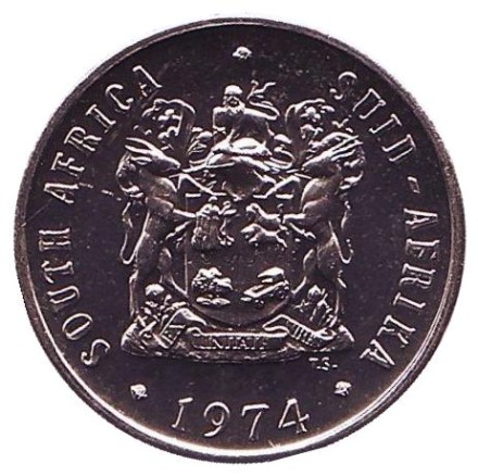 Монета 10 центов. 1974 год, Южная Африка. UNC. Алоэ.