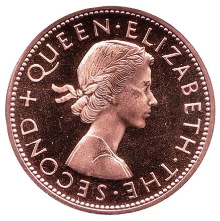 Монета 1 пенни. 1965 год, Новая Зеландия. Proof. Новозеландский туи.