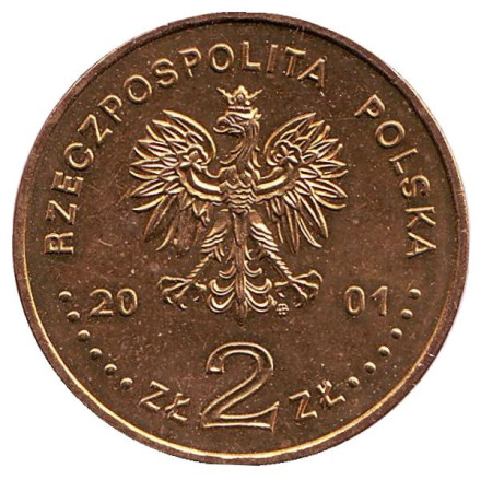 Монета 2 злотых, 2001 год, Польша. XII Международный конкурс им. Генрика Венявского.