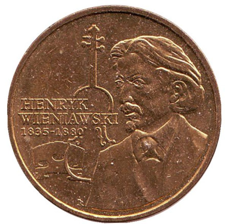 Монета 2 злотых, 2001 год, Польша. XII Международный конкурс им. Генрика Венявского.