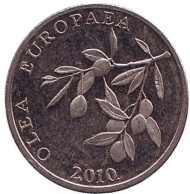 Монета 20 лип. 2010 год, Хорватия. Олива европейская. Монета 20 лип. 2010 год, Хорватия. Олива европейская.